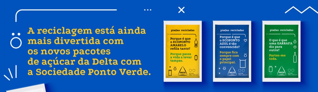 Sociedade Ponto Verde conta-lhe piadas recicladas nos pacotes de açúcar da Delta